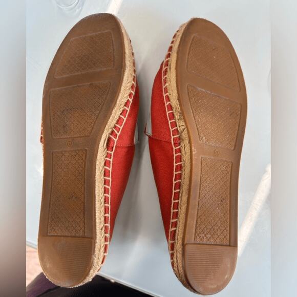 Tory burch Poppy Espadrille coral canvas and leather SZ 7.5 with box - Picture 4 of 9
